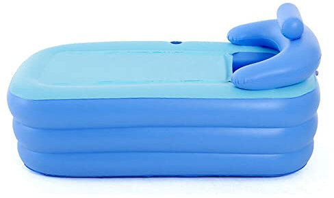 TESUGN Baignoire gonflable pliable pour adulte avec appuie-tête, piscine portable en PVC pour la maison, le camping et les voyages, bleue