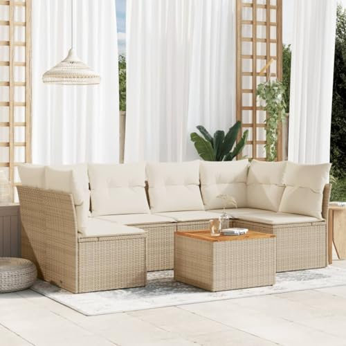SECOLI Conjunto de muebles de jardín de ratán con espacio de almacenamiento, XXL, muebles de terraza, sofá de salón, grupo de asientos de ratán, muebles de esquina, juego de muebles de balcón, color