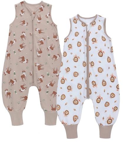 2-pack baby sovsäck sommar med fötter 0,5 tog 100 % bomull barn sommarsovsäck för pojkar och flickor
