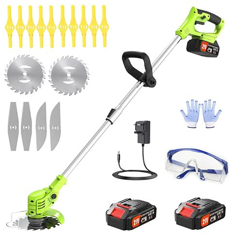 Wrneaoch Metal Blade Cordless Strimmer 21v Grass Trimmers 16 Blades 15cm Cutting Diameter Blade Grass Trimmer For Lawn Trimmingtwigsbrush Cutting