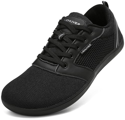 gitzing Barefoot Shoes for Womens Mens Wide Outdoor Trail Minimalist Running Trainers Walking Shoes Lightweight and Breathable Sneakers Unisex-Classic Black 6 UK(39 EU)