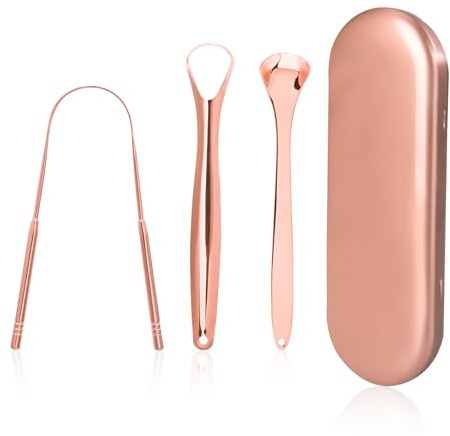 Yesaler Gratte-langue Acier Grattoir à Langue en Acier Inoxydable Kit de Soins Oral 3 Pièces pour Adultes Nettoyage de Langue