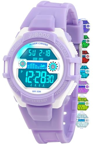 Juboos Kids Digital Watch,Watches for Girls Boys,Children's Waterproof Wrist Watches with Print and Colourful Lights,Toddler Watch with Cat Ears for Boys Girls