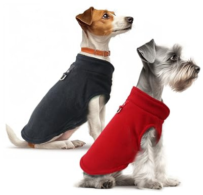 Sahunfri Lot de 2 Pulls pour Chien, Chauds et Doux pour Chien de Petite Taille - Pull en Polaire pour Petit Chat (Red+Black, S)