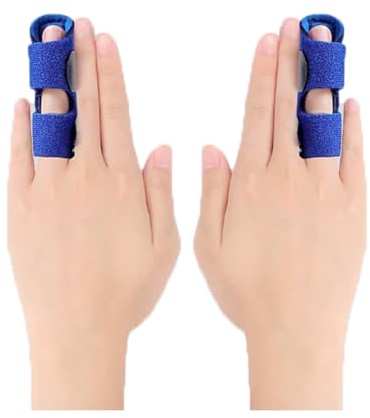 AHUAN Tendinit Finger Splint för Malletskada, Fingerskenor Justerbar Vuxna Stöd Av Aluminiumplatta(Blue Ring Finger 2PCS)