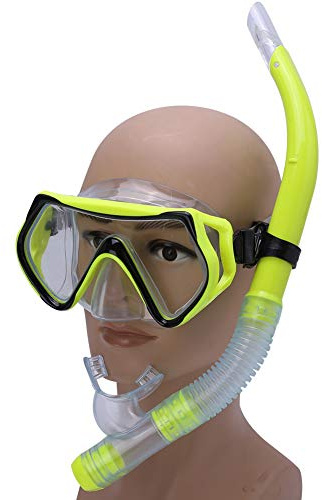 ZAICOLER Dykglasögon i överdimensionerade Storlek för Vuxna för Brett Synfält och Bättre Skydd för snorklings- och Simentusiaster, PVC- och PC-snorkelmask för Vuxna, Svart/blå/grön/gul (Gul)
