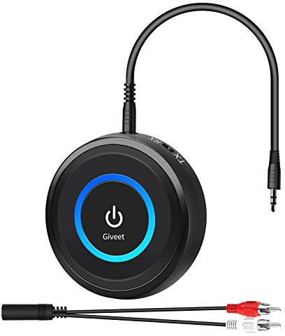 Giveet Bluetooth V5.0 Transmisor y Receptor con aptX Low Latency, Adaptador Inalámbrico de Transmisión de Audio Bluetooth para TV,PS4,Xbox,PC,Auriculares,Altavoz Estéreo de Coche con Sonido