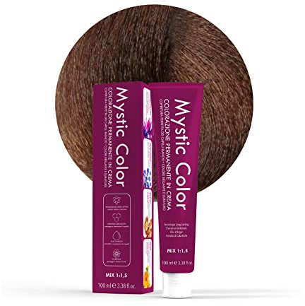 Mystic Color, Tinte para el Cabello, Fórmula Enriquecida con Aceite de Argán y Caléndula, Coloración Permanente en Crema de Larga Duración, Rubio Cacao 7.7, 100 ml
