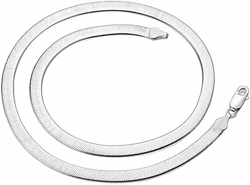 WANGJ 925 Silver Necklace 4MM Snake Chain Men Women Couple Sterling Silver Jewelry Blade Chain, 55cm