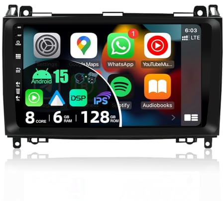 JOYX – [6G+128G] – Android 13 bilradio passar Mercedes Benz W169 W245 B160 B170 B180 B200 W639 Vito Viano W906 Sprinter – Trådlös Carplay/Android bil – kamera och MIC – IPS 9 tum 2 Din – DSP DAB