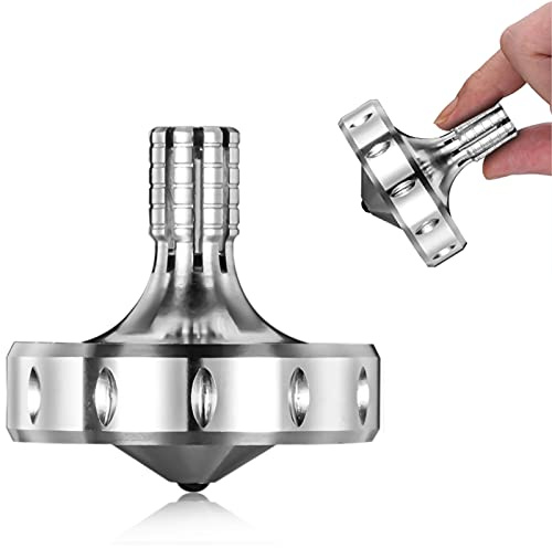 LOQATIDIS Präzisions kreisel aus Metall, perfekt ausbalanciert, sanfte Rotation, Lange Rotationszeit, leicht über 10 Minuten, tragbares EDC-Spielzeug (Silber)