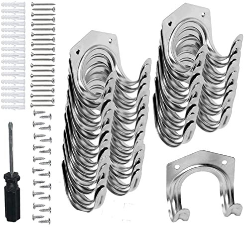 KAHEIGN 20 Piezas Colgar Herramientas Ganchos, Ganchos de Cobertizo de Servicio Pesado Colgador de Herramientas de Montaje en Pared Ganchos de Almacenamiento - con Tornillos, Tapones, Destornillador