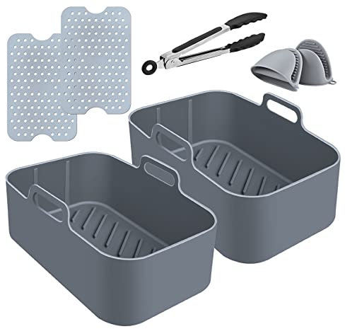 Mocraft Moule en silicone pour friteuse à air chaud - Réutilisable - En silicone Accessoire Air Fryer En silicone - Panier à friteuse à air chaud - Panier pour Ninjas Dual Air Fryer Four micro-ondes