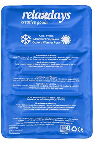 Relaxdays Kühlpad, Kalt Warm Kompresse, 25 x 36 cm, Kühlpack Gel, Erste Hilfe, wiederverwendbare Gelkühlkompresse, blau