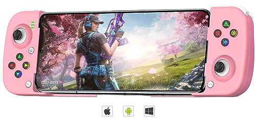Joso Mobile Game Controller pour Android, iPhone, PC avec M1/M2 programmable, Contrôleur de téléphone pour iPhone 14, 13, 12, 11, Samsung Galaxy, Xiaomi, Oppo, Realme, Huawei, Vivo & More (Rose Pâle)