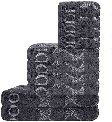 JOOP! Handtuch Set, 10-TLG - Cornflower, 2X Duschtuch, 4X Handtuch, 4X Gästetuch Anthrazit Set