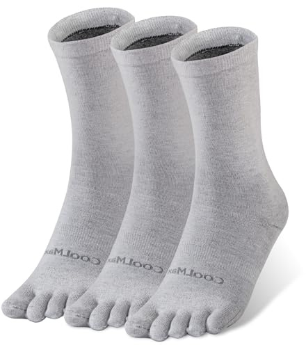 OrrinSports Toe Socks Liner Crew Socks for Men Women Coolmax Five Finger Socks 3 Pairs Running Socks