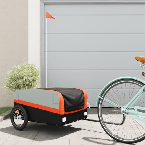 Cykel Trailer Järn Svart och Orange 45 kg, CIADAZ Cykel Trailer Hund Lastcykel Trailer - 94040