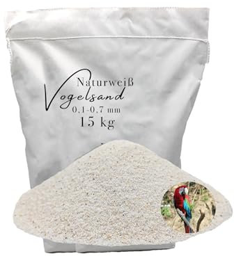 15kg Vogelsand 0,1-0,7 mm ohne Zusatzstoffe wie Anis und Grit weisser keimfrei qualitativ hochwertig Bodengrund für Käfige