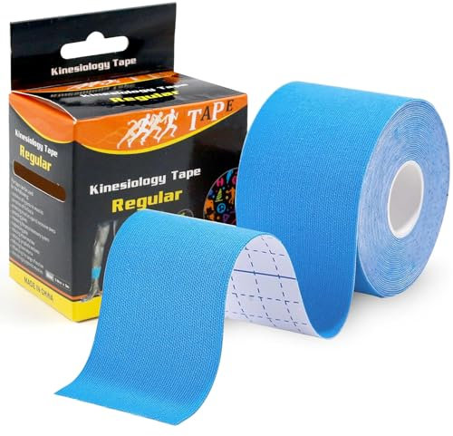 Kinesiology Tape 5m Roll, Support Muscle Tape, Elastic Therapeutic Sports Tape, Waterproof Physio Body Tape for Exercise, Sports Muscle Pain Relief (Blue)