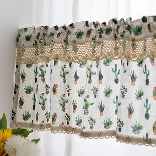 XZLZMYP W140xH40cm, Short Curtain Country Rural Pastoral Style Floral Print Cotton And Linen Cafe Kitchen Bistro Restaurant Multifunctional Curtain Kitchen Curtains for Bedroom Living Room