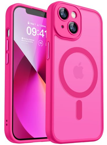 CANSHN 2024 Neu für iPhone 13 Hülle mit Kameraschutz für Magsafe (TOP Militärschutz & Magnetkraft) Extrem Haltbarkeit Hülle iPhone 13 Case Stoßfest, Leuchtend Rosa