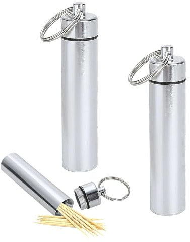 YUGUOLAN 2 Stück Zahnstocherspender, Zahnstocher Für Unterwegs, Toothpick Dispenser, Tragbarer Zahnstocherhalter, Metall Zahnstocher Box, Tragbare Taschen Zahnstocher, Für Outdoor, Picknick, Camping