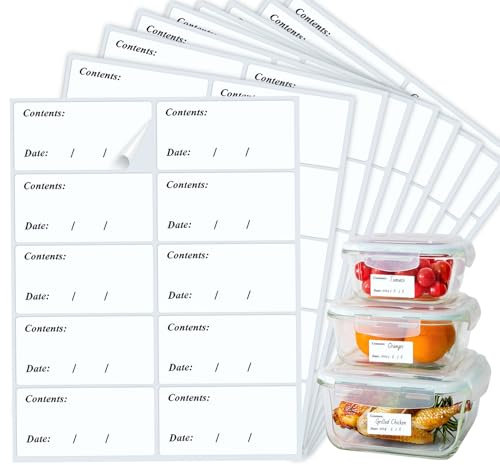 Binswloo Freezer Labels Easy Peel Off, Food Labels Stickers with Date and Easy to Write Surface (6 x 3cm)