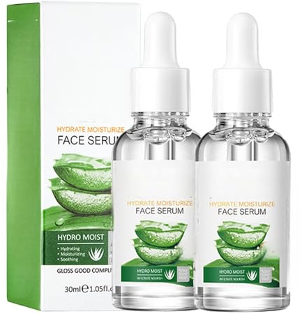 Sérum Hydratant Raffermissant et éclatant à l'aloe Vera Apaisant et à l'acide Hyaluronique Skin Active, Hydrate, Raffermit la Peau, Anti-âge, Anti-rides et Anti-taches Pour le Visage 30 ml*2 serum8-2