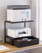 IBUYKE 2-Tier Desktop Drucker Stand, Drucker Tisch mit Speicher Regal, Multifunktions Schreibtisch Organizer für Ordner, Bücher, für Faxgerät, Scanner, Home Office,Black TLJ015B