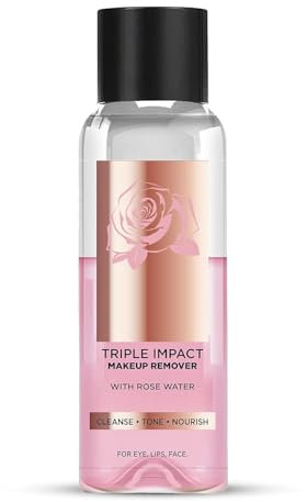 Tripl.e Impact Makeup Remover | With Rose Water | 3-In-1 Cleanse, Tone & Nourish | Deep Cleanses & Removes Makeup For Eyes, Lips & Face | Bi-Phasic Formula, 120 Ml (Pack Of 1)