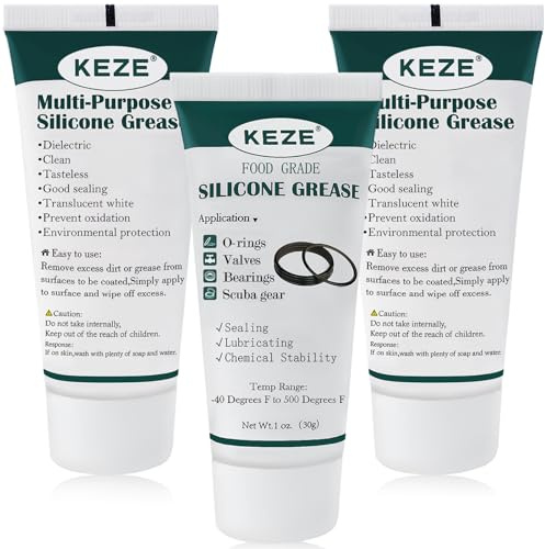 KEZE Grasa de silicona, impermeable, sellador de silicona de grado alimenticio, lubricante para válvulas, grifos y juntas tóricas 28 g c/u, pack 3 uds