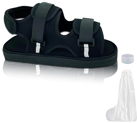 HLIWS Chaussure de Plâtre Postopératoire, chaussure de récupération réglable en plâtre, Chaussure de Rééducation, Pour Pied Blessé Entorse Protection de Plâtre Soutien du Pied- Noir