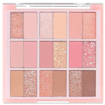 Pink Eyeshadow Palette, 18 Colors Nude Pink Rose Gold Glitter Eyeshadow Palette, Highly Pigmented Eyeshadow, Long Lasting Waterproof & Blendable for Women Girls
