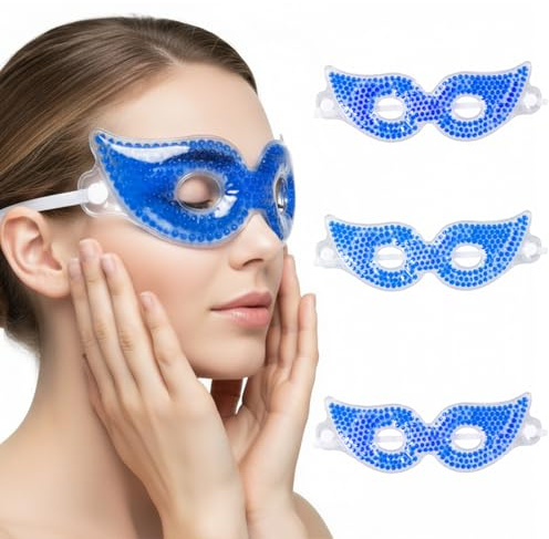 3 Pezzi Maschera Gel per Occhi, Maschera Occhi Fredda e Calda Riutilizzabile, Impacco Ghiaccio per Occhi Gonfi, Occhiaie, Mal di Testa, Emicrania, Sollievo per Occhi Stanchi e Relax Viso