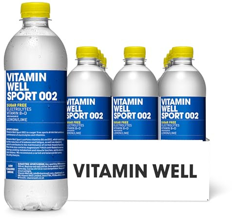 Vitamin Well Sport 002 Electrolyte Drink – Lemon Lime | Sugar-Free Sports Drink with Magnesium & Vitamins B+D | Helps Reduce Tiredness & Supports Normal Muscle Function | 500ml
