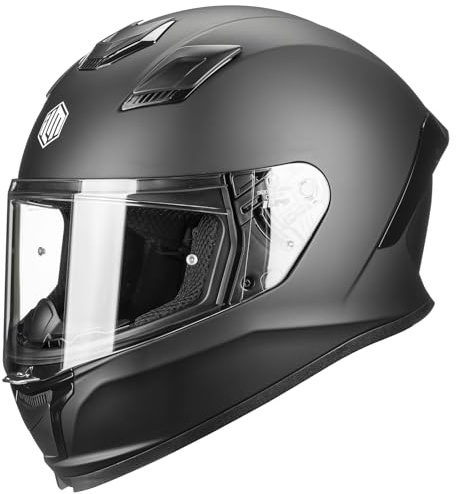 ILM Integralhjälm motorcykelhjälm herr dam ECE 22.06 med visir lämplig för Pinlock Model F607, matt svart, L