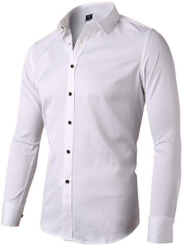INFLATION Camicia Elastica Uomo, Manica Lunga, Slim Fit, Casual/Formale Sia Disponibile, più Colori tra Cui Scegliere