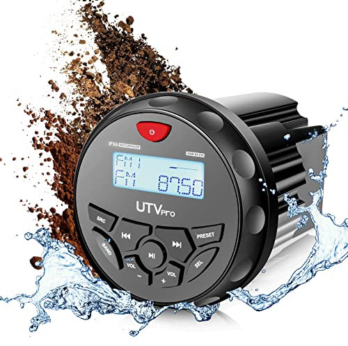 Boat Bluetooth Marine Stereo Radio AM FM Tuner for Boats, Golf Cart, ATV, UTV, and Spa Hot Tubs - Digital Media Streaming
