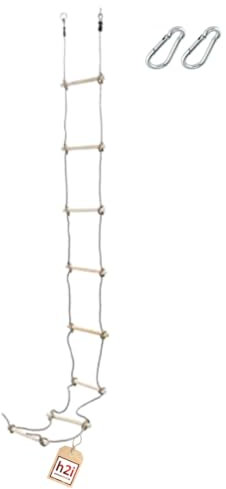 H2i Échelle d'escalade pour enfant 290 cm 8 échelons avec mousqueton à suspendre.