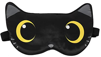 I-TOTAL® - Antifaces de Dormir Máscara de Ojos de Dormir Antifaz de Noche de Seda para Mujeres Hombres Viaje Sueño (CAT)