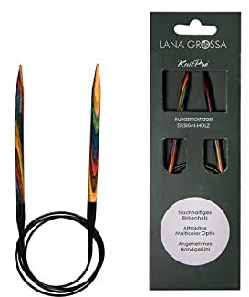 Lana Grossa Rundstricknadel Design-Holz – Stricknadeln aus Birkenholz, ergonomisch & farbig – Ideal für Pullover, Schals, Mützen & weitere Rundprojekte 40/4,0