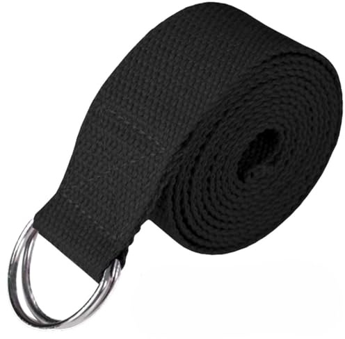 Yoga Stretch Strap D-Ring Belt Fitness Exercise Leg Strong Band Gym Figure Waist (Black 8 feet)