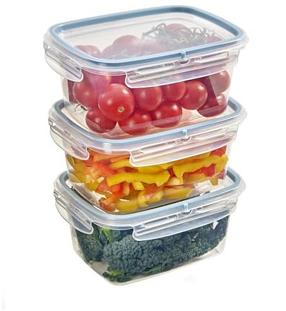 Snips Snipslock Contenedor rectangular para Alimentos 1,20 Lt, Set 3 pcs, Envase para Alimentos, Caja de Almacenamiento Frigorífico 18,4 x 13,8 x 12 cm, Made in Italy, 0% libre de BPA y ftalatos