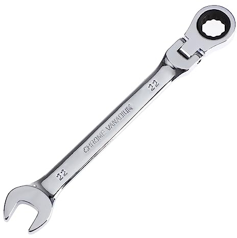 Pilida 22mm Ratcheting Combination Wrench 12 Point Metric Flex Rachet Head Gear Wrench Box End Spanner Chrome Vanadium Steel