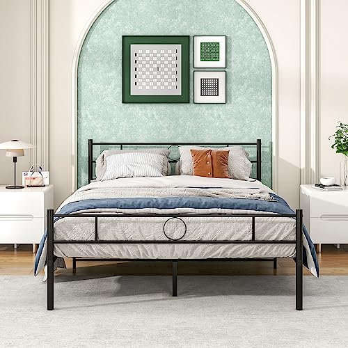 HOJINLINERO Bettgestell Doppelbett Metallbett Bettrahmen Lattenrost Schlafzimmerbett Schlafzimmermöbel Bett 140x200cm Bed Frame/Schwarz