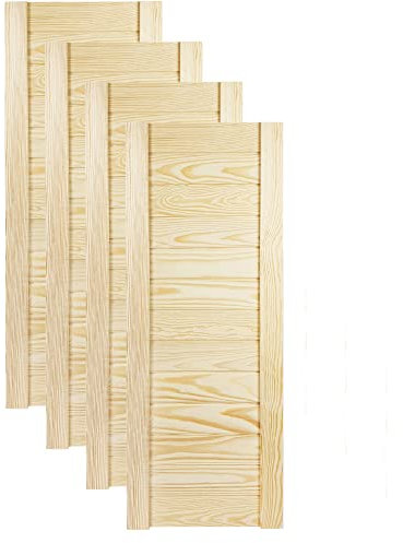 DecoMeister Puerta de Lamas con Tablones de Estructura Cerrada de Madera Maciza de Pino Sin Tratar para Armarios Estanterías Frente de Mueble de Dimensiones 294x766 mm Juego de Cuatro Piezas
