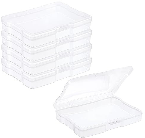PATIKIL 4x6 Photo Storage Box, 4 Pack Photo Boxes Storage Photo Organizer Cases Storage Container Picture Boxes Plastic for 4x6 Pictures Sticker Scrapbook Craft Keeper, Clear