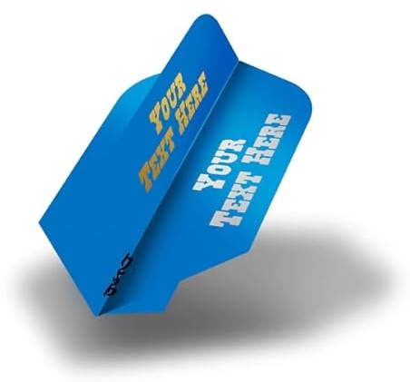 DESIGNA DARTS Personalised 75 Micron Flights | Custom Hot Foil Print Dart Flights | 5 Sets of 3 Flights, Slim, Blue (PF9014BL)