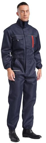 CHICTRY Men's Coverall Jumpsuit Overall Workshop Clothing Engineering Factory Boiler Suit Workwear Navy Blue 180/XXL